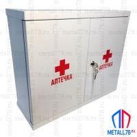 Аптечка металлическая настенная Metall78, шкаф первой помощи для дома и офиса, В38хШ45хГ16 см, 2 универсальные двери, 2 регулируемые полки