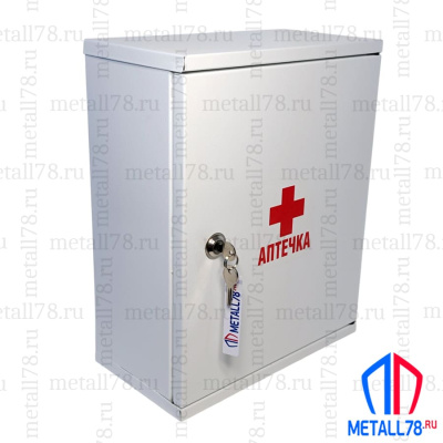 Аптечка металлическая настенная Metall78, 380х300х160 мм, 2 съёмные полки
