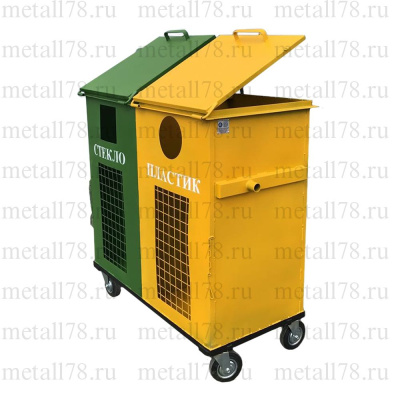 Контейнер для раздельного сбора мусора 0,75 м3, двухсекционный