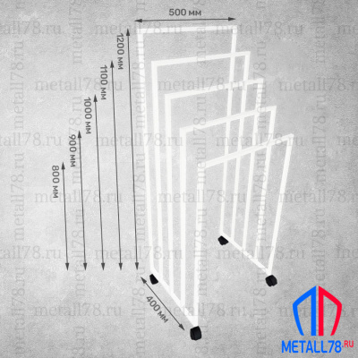 Полотенцесушитель на колёсиках на 5 полотенец, Держатель для полотенец, Полотенцедержатель, Вешалка, Вешалка в ванну для полотенец напольная, В1250хШ500хГ400 мм