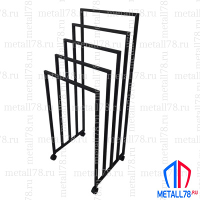 Полотенцесушитель на колёсиках на 5 полотенец, Держатель для полотенец, Полотенцедержатель, Вешалка, Вешалка в ванну для полотенец напольная, В1200хШ500хГ400 мм