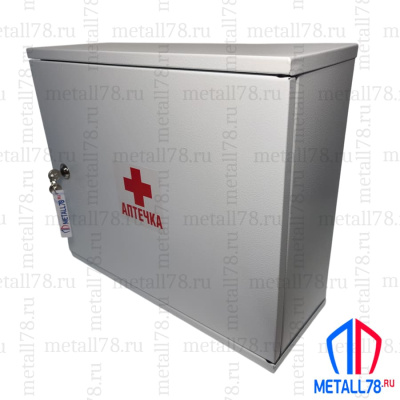 Аптечка металлическая настенная Metall78, В380хШ450хГ160 мм, 1 универсальная дверь, 2 регулируемые полки