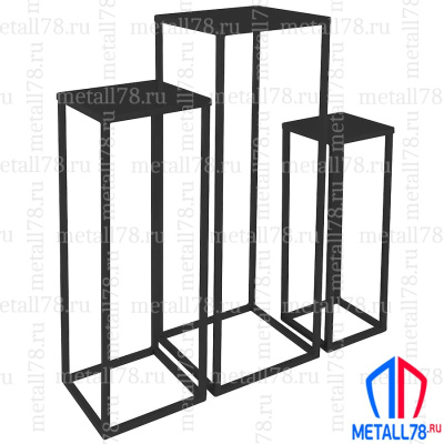 Подставки интерьерные - 3 шт, Полка для цветов и растений напольная, Подставка интерьерная в стиле LOFT, Столик металлический