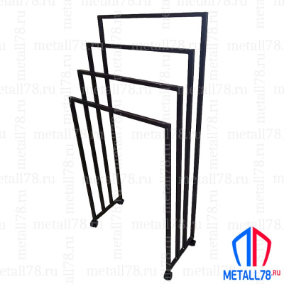 Полотенцесушитель на колёсиках на 4 полотенца, Держатель для полотенец, Вешалка в ванну для полотенец напольная, В1000хШ500хГ240 мм