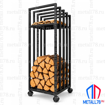 Дровница металлическая на колёсиках Metall78, В850×Ш400×Г300 мм
