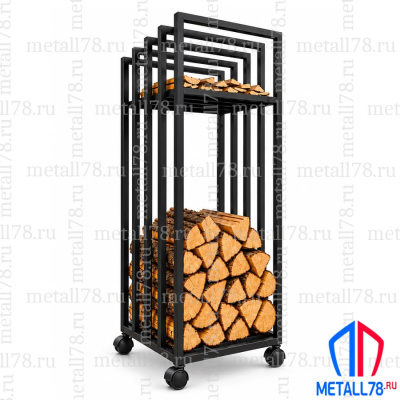 Дровница металлическая на колёсиках Metall78, В850×Ш400×Г300 мм
