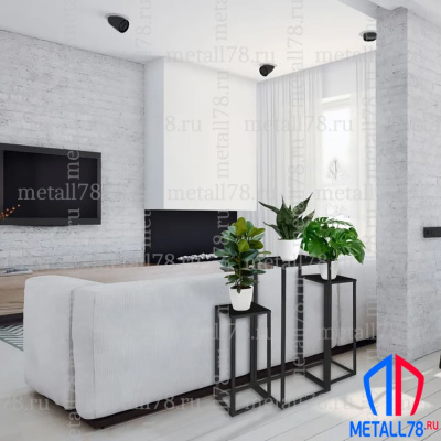 Подставки интерьерные - 3 шт, Полка для цветов и растений напольная, Подставка интерьерная в стиле LOFT, Столик металлический